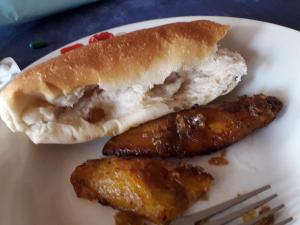 Breakfast - bread and plantain