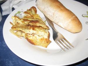 Breakfast - omelette and bread