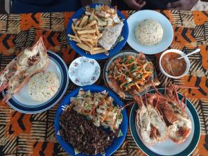 Delicious fresh fish banquet including squid and lobster