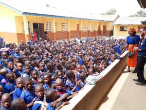 Assembly is fun with Headteacher Aunty Rachel and Mr Hussey!