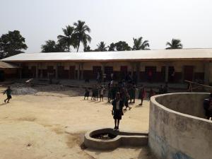 Building work at BDEC Njai Town Primary - new roof and improving compound surface on-going
