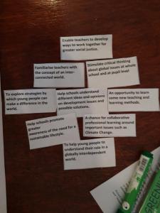 Teacher workshops - Diamond 9 activity - rank aims of global education