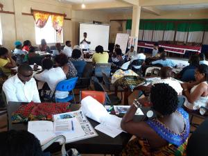 Teacher workshops - Swahilo Koroma from Bo City Council Waste Management teaching about waste